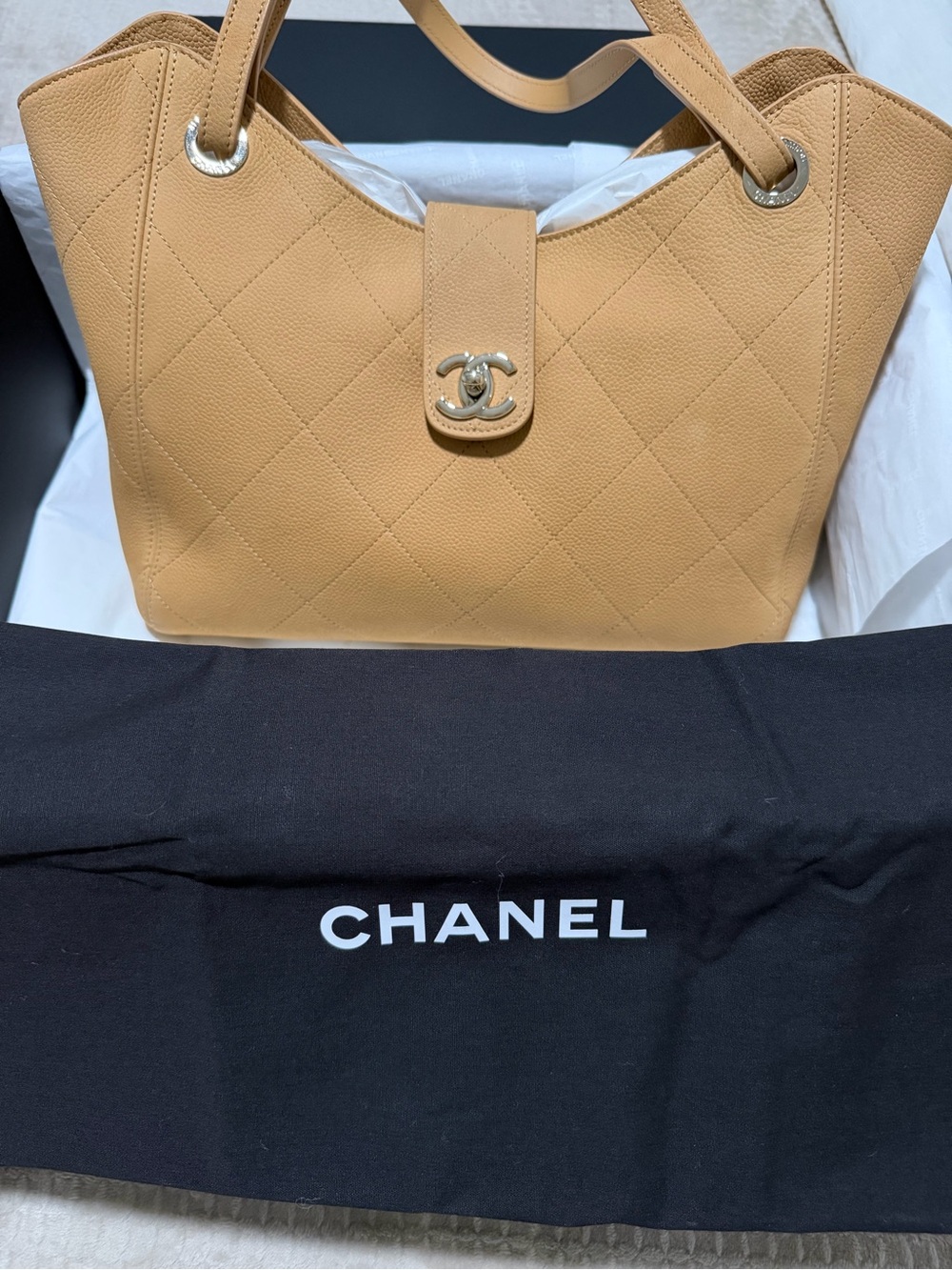 CHANEL Large Beige Shopping Tote